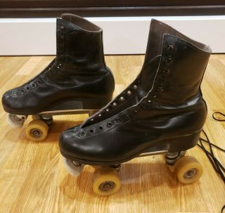 Vintage Riedell Red Wing Roller Skates - Black 9 - 9 1/2? Wrench