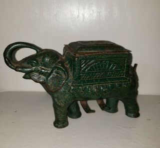 Vintage Cast Iron Crank The Tail Elephant Cigarette Roller Dispenser