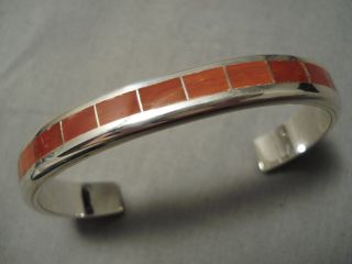Important Vintage Rody Coonsis Coral Sterling Silver Native American Bracelet
