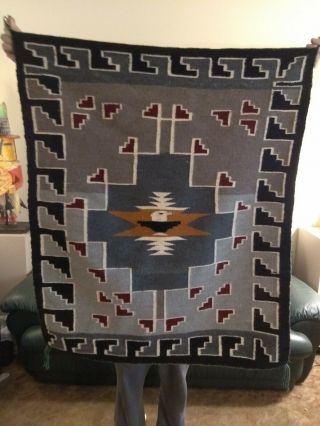 Large Vintage Navajo Rug With Eagle In Center