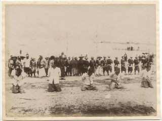 China Albumen Photograph,  Five Pirates Await Beheading In Kowloon Hong Kong 1891