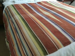 Vintage Mexican Southwest Saltillo Serape Blanket Rug Earth Tones Approx 60 X 84