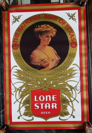 Iconic Lone Star Beer " Alamo Girl " Poster - National Beer Of Texas