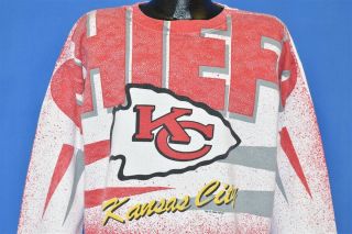 Vintage 90s Kansas City Chiefs All Over Print Crewneck Kc Red Sweatshirt Nfl Xl