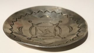 SMALL VINTAGE 1930 ' S NAVAJO INDIAN SILVER STAMPED PIN TRAY 3