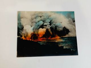 Vintage Framed,  Hand Colored,  Photograph,  Erupting Volcano 5