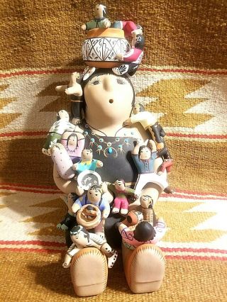 Rare Huge 12 " Teresita Ortiz Southwest Pottery Indian Storyteller Folkart 17 Kid