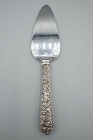S.  Kirk & Son Floral Repousse Sterling Cheese Knife With Stainless Blade,  6 5/8 "