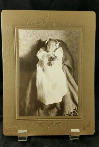 RARE 1880s Post Mortem Photo Young Baby Girl Parent Holding Her Under Blanket 2