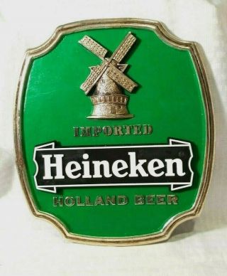 Vintage Heineken Imported Holland Beer Plastic Sign - Green