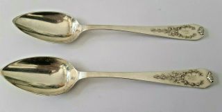 2 - Antique Gorham Madam Jumel Coin Silver Tea Spoons 52 Gm 5 7/8  Coffin End