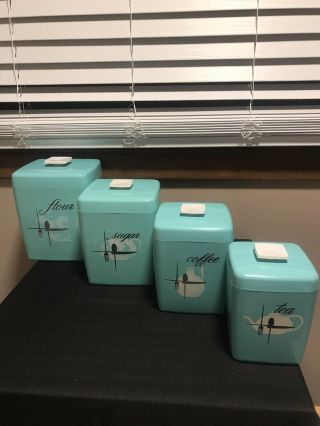 Vintage Turquoise Canister Set