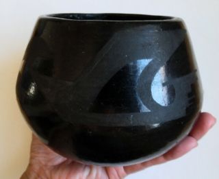 Vtg Nicolasa Naranjo Santa Clara Pueblo Blackware Native American Pottery Bowl