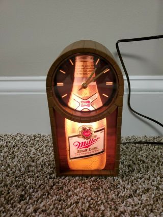 Vintage Miller High Life Beer Light And Clock -