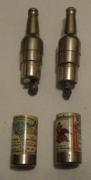 older Budweiser metal beer bottle lighters - Ken Company,  Detroit 2