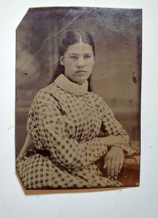 Tintype Of Native American Indian Lady