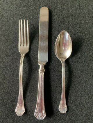 Reed & Barton Pompeian Silverplate 3 Piece Child/youth Set Fork,  Knife & Spoon
