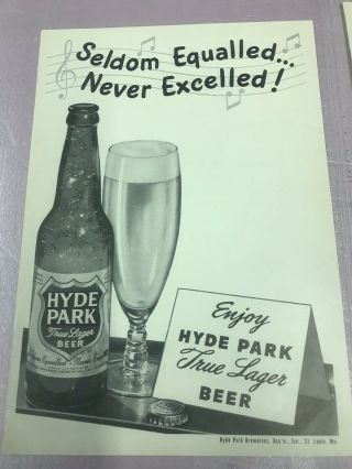 Hyde Park Beer Advertising and 1910 Hyde Park Brewery Stationary St.  Louis USA 3