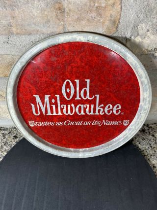 Vintage Old Milwaukee Beer Metal Serving Bar Tray Pub Service