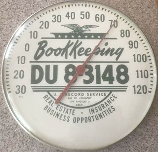 Vintage 50s - 60s Taylor Thermometer,  Us Records Service Bookkeeping