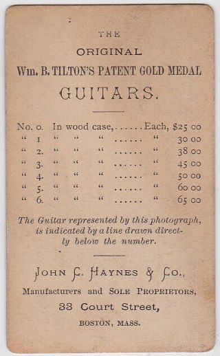 William B.  Tilton Patent Guitars CDV Trade Card Advertising Photo John C.  Haynes 2