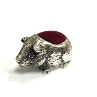 Victorian Style Collectible Guinea Pig Pin Cushion 925 Sterling Silver Sewing