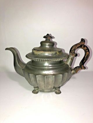 Vintage James Dixon And Sons Teapot Great Shape Just Needs Polish - Wood Handle