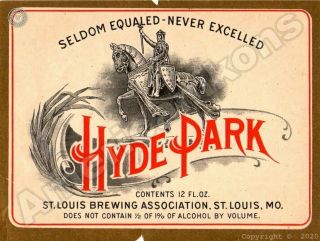 Hyde Park Non Alcoholic Beverage Metal Sign: St.  Louis Brewing Association