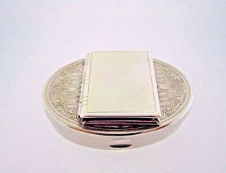 . 925 Sterling Silver 1 3/4 " Long Oval Pill Box With Locket On Top Etched 20.  6g