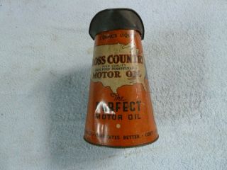 Vintage,  Empty 2 Quart,  Cross Country “pitcher” Motor Oil Can