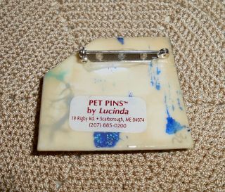 Vintage PET PINS By LUCINDA Brooch Pin DOG Bones Bowl Blue Black Off - White A287 3