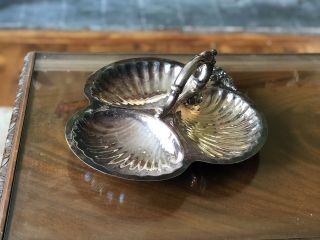 ‘baroque By Wallace 220’ Silverplate,  Footed,  3 - Section Scalloped Serving Dish