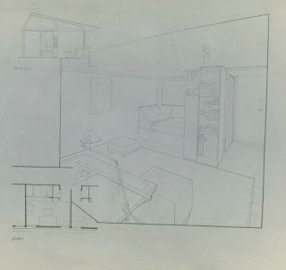 1932 Vintage Photo Frank Lloyd Wright Drawing Of Taliesin Fellowship Dorm Room