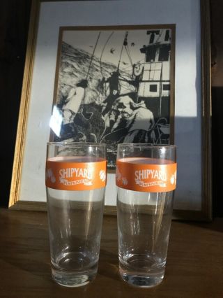 2 Shipyard Beer Pint Glasses Logo Rare Glass Rare Portland Me Pumpkinhead