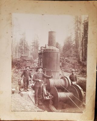 Early 1900s Jf Ford Photo W/saldern Co.  Boiler And 3 Loggers,  Frank Badger