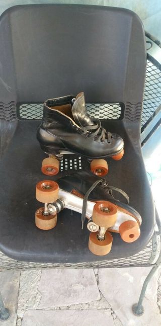 Vintage Chicago Black Leather Roller Skates Fo - Mac Wheels Size 5 Women’s