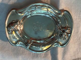 Antique Repousse Art Nouveau Sterling Silver Nut Dish Signed Shourds Alcock Tuef