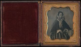 Pretty Young Lady Wearing Bonnet With Veil 1/6 Plate Daguerreotype F715 2