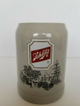 Vintage Schlitz Ceramic Gray Beer Stein Mug Made In West Germany O.  5l Gerz