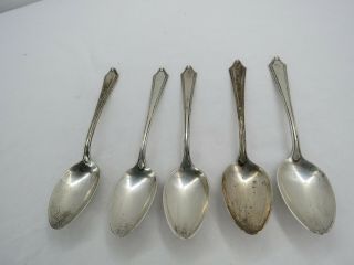 5 Pc 1919 Patent Sterling Silver Flatware Spoons