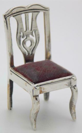 Vintage Sterling Silver 925 Italian Made Chair Figurine Pin Cushion Hallmarks