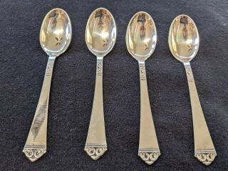 Th Marthinsen Norway Solid Sterling Silver 4 " Tea Spoons Set Of 4 Perfect Not.