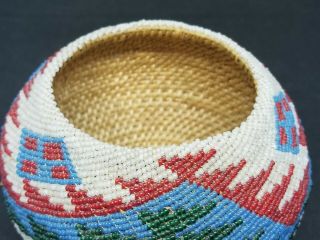 Vintage Washoe Paiute Beaded Basket Native American Indian NR 3