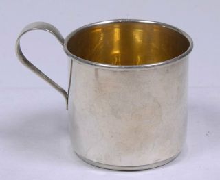 Antique S&b Saart 40 Gold Washed Sterling Silver Baby Cup 2 " H X 2.  25 " D X 3.  25 " L