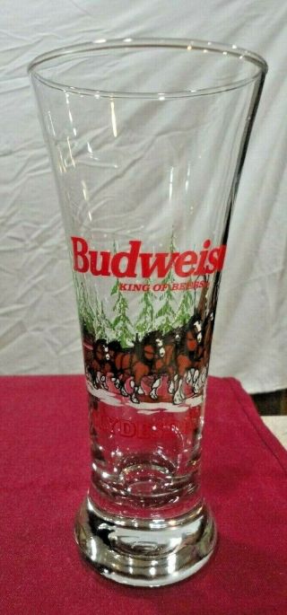 Set Of 6 Budweiser Clydesdales 1996 Christmas Pilsner Glasses 7 1/4 " Tall
