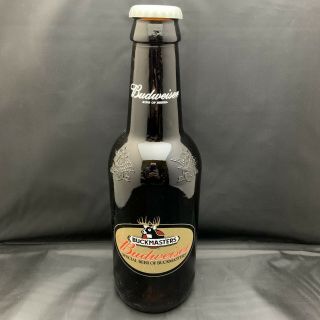 Large Budweiser King Of Beers Jumbo Glass Beer Bottle Bank Buckmasters 15”