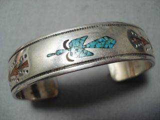 One Of Most Rare Vintage Navajo Thomas Singer Turquoise Sterling Silver Bracelet