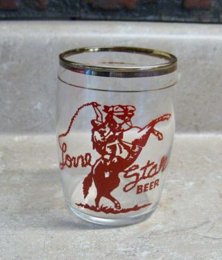 Vintage Lone Star Beer Advertising Barrel Glass Texas Brewery