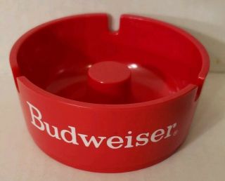 Vintage Budweiser Red Plastic Ashtray By American Ornapress Corp.
