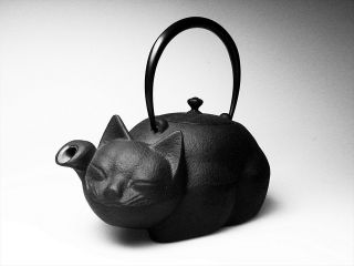 Japanese Cast Iron Teapot Kettle Nambu Nanbu Tekki Tetsubin Kyusu Cat Kitty